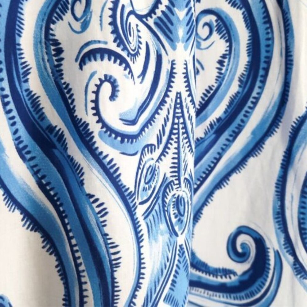 Soft surroundings white blue boho Beachy Cottagecore Lined Paisley Skirt M - Picture 4 of 8